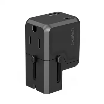 CHOETECH PD6038 38W GaN USB-C Ładowarka z USB-A, Wymienne Wtyczki (EU/US/UK/AU) - Czarny