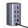 Baseus Air Spacemate 12-w-1 Hub USB-C, 2x HDMI 4K@60Hz, 2x USB-C 10Gbps, 2x USB-A 5Gbps, 2x USB-A 480Mbps, RJ45, SD/microSD, USB-C PD, Szary