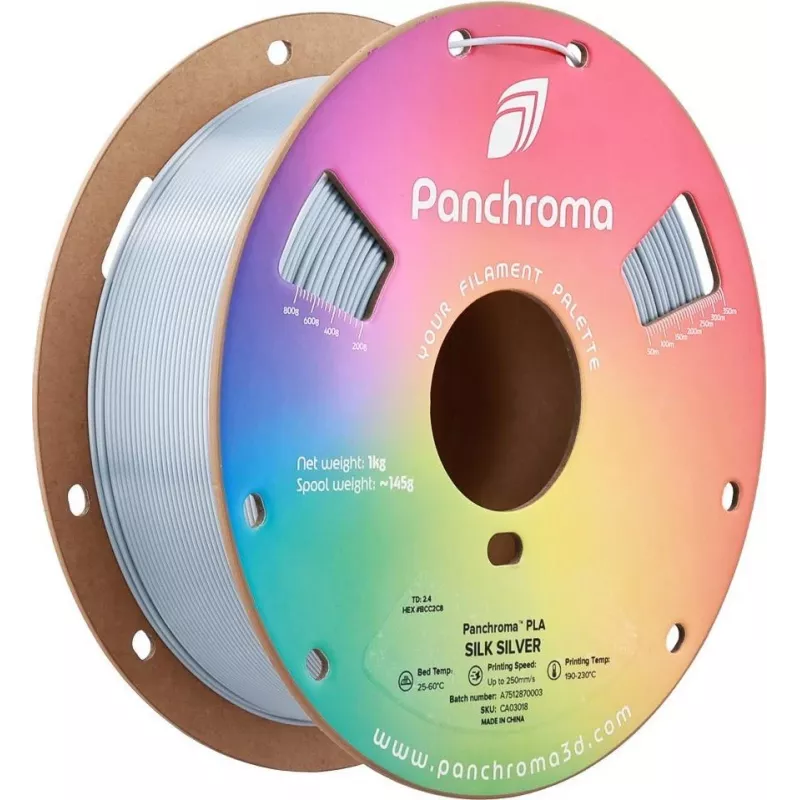POLMASK Polymaker Panchroma PLA Silk Silver 1.75 mm 1 kg 3D Printer Filament