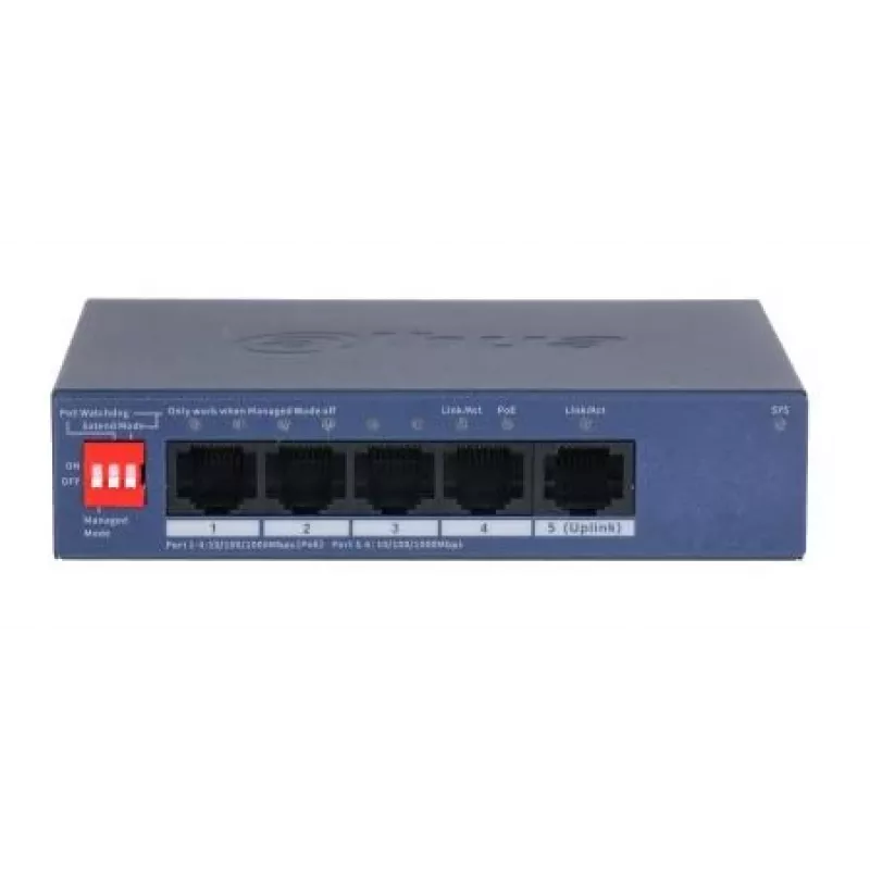 DAHUA CS4005-4GT-36 Zarządzalny przełącznik L2 Gigabit Ethernet z 4 portami PoE+ 36W, montaż na biurko/ścianę