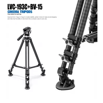 Leofoto King Kong LVC-193C+BV-15 Carbon Fiber Video Tripod Kit