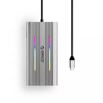 ORICO XCR 12-w-1 Stacja dokująca USB-C z RGB, 3x USB-A, USB-C PD 100W, HDMI 4K, VGA, RJ45 Gigabit, czytnik SD/microSD - Srebrny