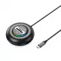 ORICO YXR5-C3 RGB 4-Port USB-A 3.0 Hub z czytnikiem kart SD i microSD, kabel 1,8 m, czarny