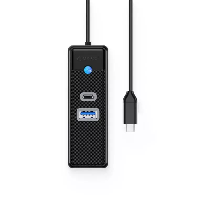 ORICO PW3UR25-C3 3-Portowy Hub USB-C z 2.5G Ethernet, 1x USB-A 3.0, 1x USB-C 3.0, Kabel 1m, Czarny