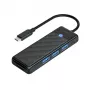 ORICO PAPW3AT-U3 4-Port USB 3.0 Hub z czytnikiem SD/MicroSD, kabel 1,8 m, czarny