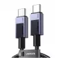 UGREEN L513 USB-C na USB-C Kabel 240W PD3.1 480Mbps Pleciony Nylon Aluminiowa Obudowa Zintegrowany Rzep 1m Szary (45067)