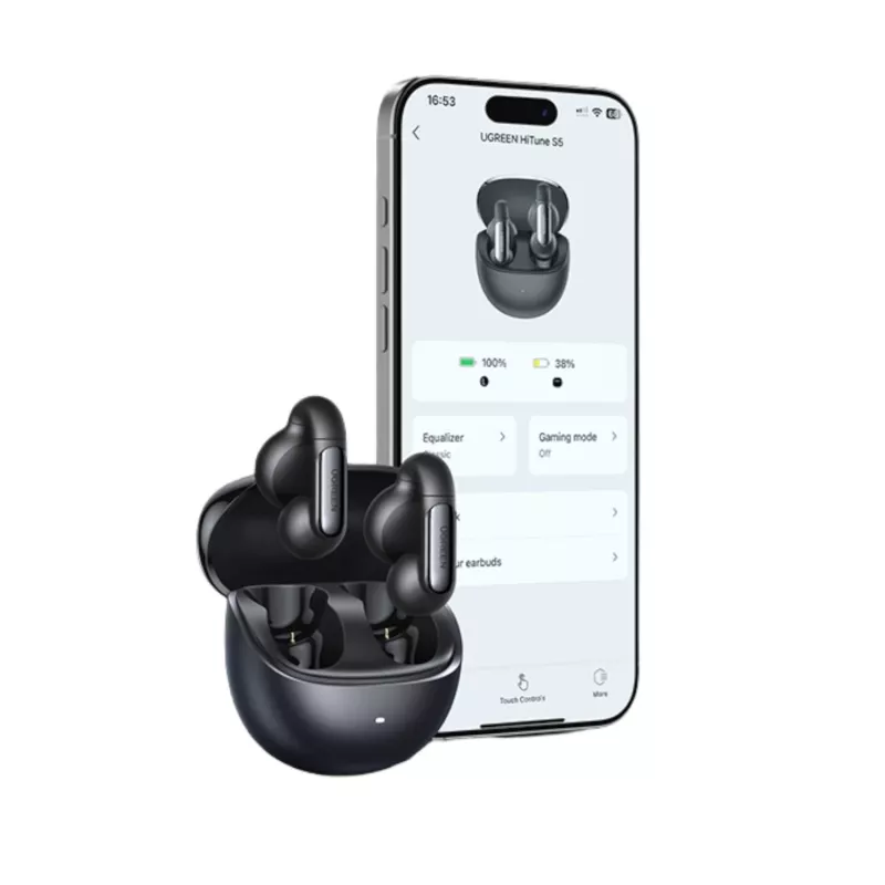 Ugreen HiTune S5 WS210 True Wireless Earbuds z aktywną redukcją szumów (czarny)
