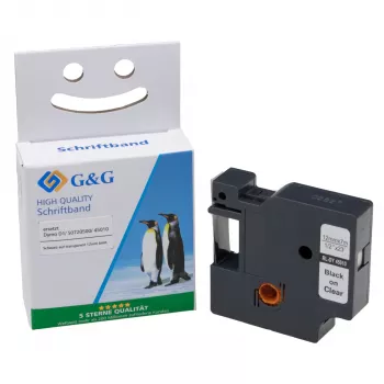 Taśma etykietująca G&G 12mm x 7m Czarny na Transparentnym Kompatybilna z Dymo D1/45010/S072050