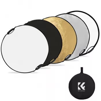 K&F Concept 5-w-1 Okrągły Odbłyśnik Fotograficzny z Uchwytem 80cm (32 cale) - Złoty/Srebrny/Biały/Czarny/Przepuszczający Dyfuzor do Portretów, Studio, Pleneru
