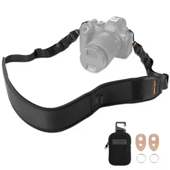 Pasek na szyję i ramię KF Neoprene do lustrzanek i bezlusterkowców (Canon, Nikon, Sony) - Czarny