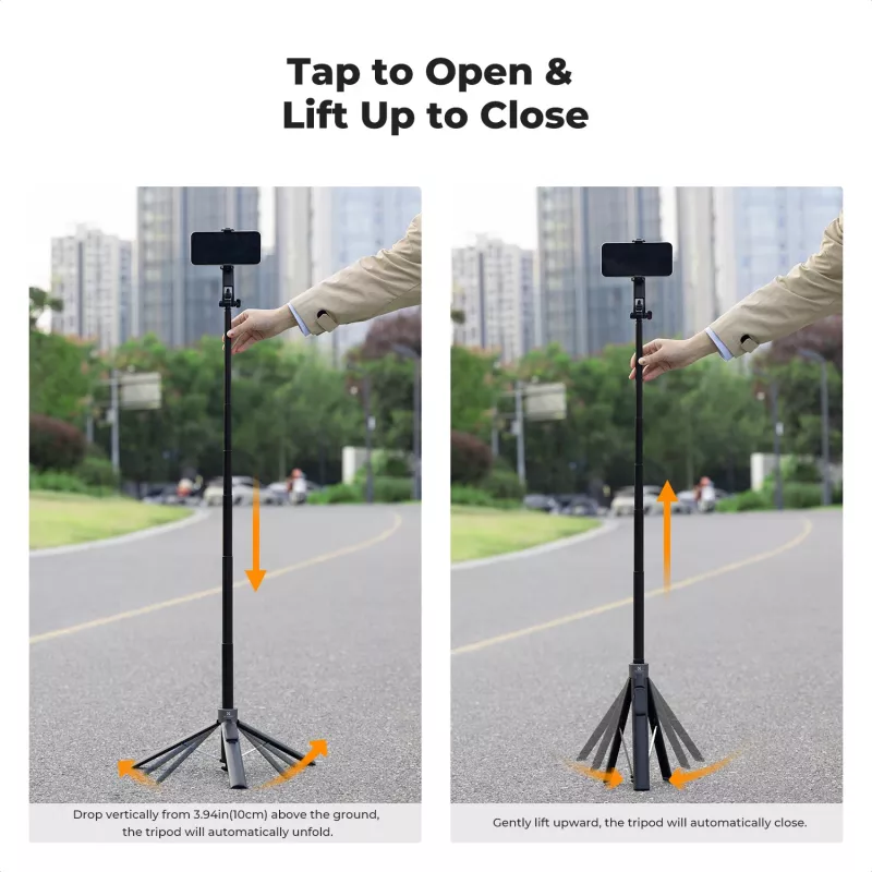 K&F Concept X97-C Selfie Stick Statyw 180 cm z MagSafe Magnetycznym Uchwytem i Pilotem Bluetooth (Czarny)