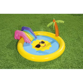Bestway Playground Island 237 x 201 x 104 cm Nadmuchiwany Park Wodny ze Zjeżdżalnią i Grami
