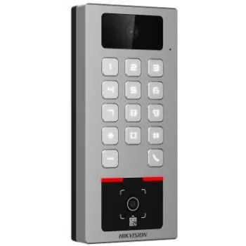 Hikvision DS-K1T502DBWX-CQR Terminal rozpoznawania twarzy z 7-calowym ekranem dotykowym, kamerą 2 MP z podwójnym obiektywem, czytnikiem linii papilarnych, kartą Mifare, PIN, Wi-Fi, IP65, IK08