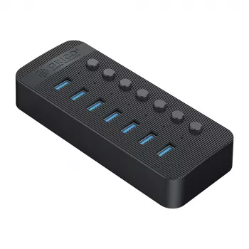 ORICO CT2U3-7AB USB 3.0 Hub z 7 portami USB-A i indywidualnymi przełącznikami - Czarny