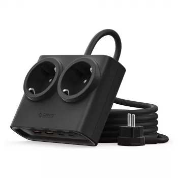 ORICO PDC25 25W 6-w-1 Listwa zasilająca z 2 gniazdami AC, 2 portami USB-A i 2 portami USB-C - Czarny