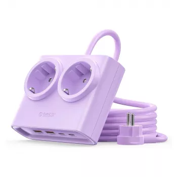 ORICO PDC25 25W 6-w-1 Listwa zasilająca z 2 gniazdami AC, 2 portami USB-A i 2 portami USB-C - Fioletowy