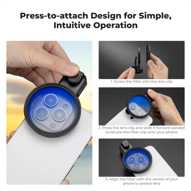 K&F Concept Smartphone Clip Mount do filtrów i obiektywów 58mm - Czarny