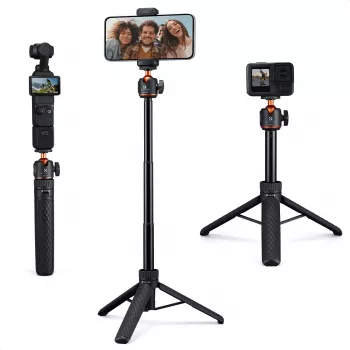 KF Mini Statyw i Selfie Stick 65cm Głowica 360° Uchwyt na Telefon KF09.180S1 Czarny