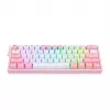 Redragon Fizz Pro K616 60% Tri-Mode Mechaniczna Klawiatura Gamingowa, Biało-Różowa, RGB, Hot-Swappable, 1600mAh