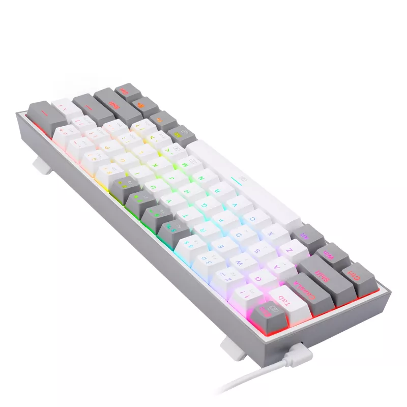 Redragon K617 Fizz RGB Biały/Szary 60% Mechaniczna Klawiatura Gamingowa z Przełącznikami Red Hot-Swap