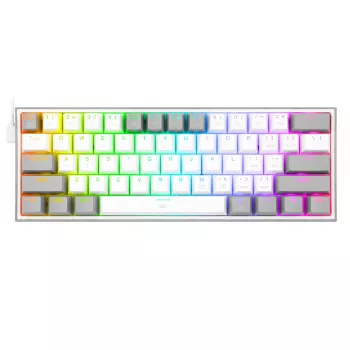 Redragon K617 Fizz RGB Biały/Szary 60% Mechaniczna Klawiatura Gamingowa z Przełącznikami Red Hot-Swap