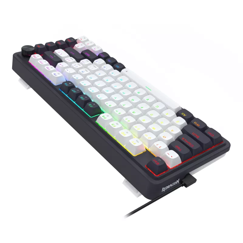 Redragon Ucal Magnetic K673WB-RGB-M 75% Tri-Mode Mechaniczna Klawiatura Gamingowa, Biało-Czarna