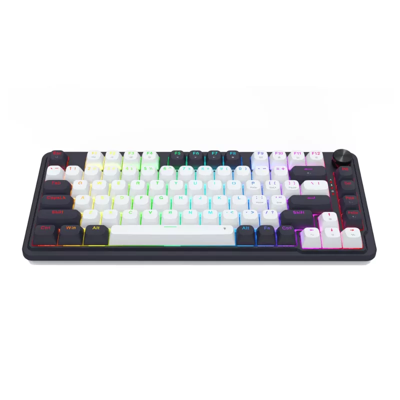 Redragon Ucal Magnetic K673WB-RGB-M 75% Tri-Mode Mechaniczna Klawiatura Gamingowa, Biało-Czarna