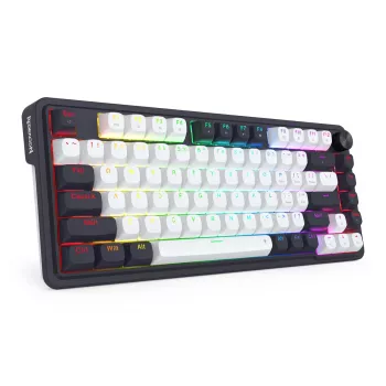Redragon Ucal Magnetic K673WB-RGB-M 75% Tri-Mode Mechaniczna Klawiatura Gamingowa, Biało-Czarna