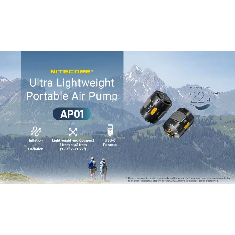 Nitecore AP01 Elektryczna Pompa Powietrza 120 PSI 3000 mAh USB-C