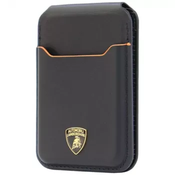 Lamborghini D1 portfel magnetyczny MagSafe z prawdziwej skóry ze stojakiem, pomarańczowy