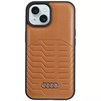 Audi Synthetic Leather MagSafe Hard Case dla iPhone 15/14/13 6.1 inch - Brązowy