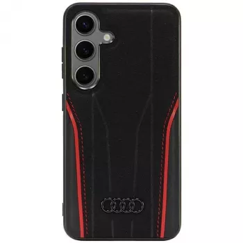 Audi Genuine Leather MagSafe Hard Case do Samsung Galaxy S24 (S921) - Czarny/Czerwony