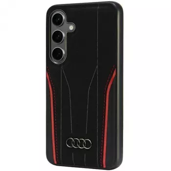 Audi Genuine Leather MagSafe Hard Case do Samsung Galaxy S24 (S921) - Czarny/Czerwony