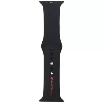 Audi Sport Red Logo Silicone Watch Strap for Apple Watch 44/45/46/49mm Black