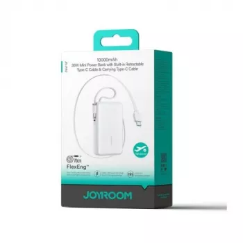 Powerbank Joyroom JR-PR2 35W 10000mAh z wysuwanym kablem USB-C i wbudowanym kablem Lightning - Biały