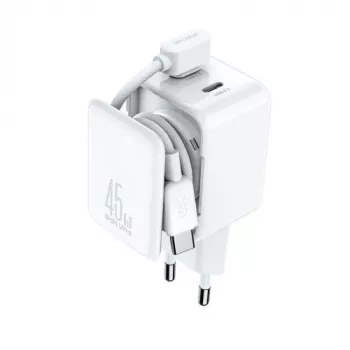 Joyroom JR-TCL05 45W GaN Ładowarka ścienna z organizerem kabli - Biały