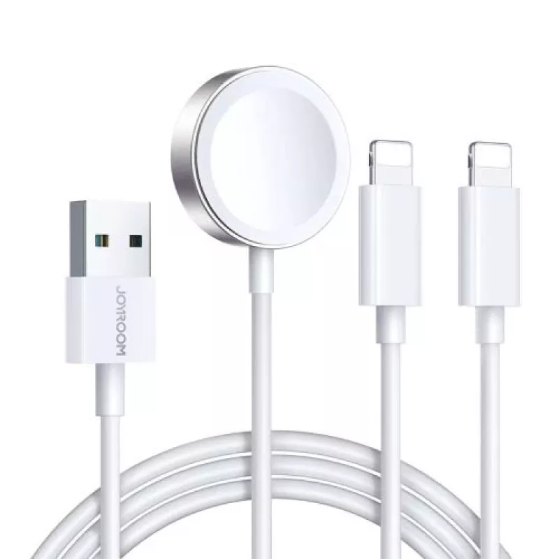 Joyroom S-IW007 3-w-1 Magnetyczny Kabel Ładujący USB-A do Lightning/USB-C/Micro USB 1,2m Biały