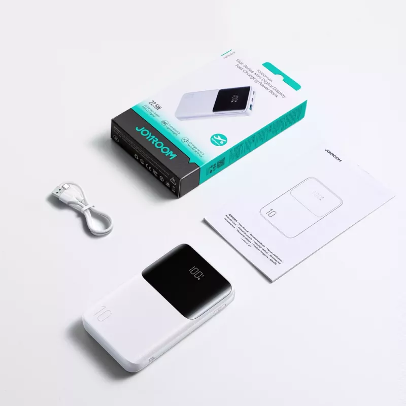 Joyroom JR-QP191 Star Series Mini 10000 mAh 22.5W Power Bank z Wyświetlaczem Cyfrowym Biały