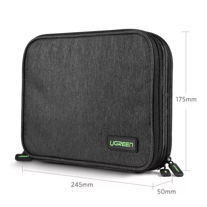 Etui organizacyjne UGREEN na dysk twardy HDD SSD kable akcesoria 24,5 x 17,5 x 5 cm Szary (50147 LP149)