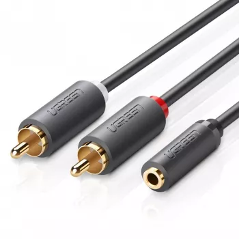 UGREEN AV102 Kabel audio 2x RCA (Cinch) do 3.5 mm Jack 0.25 m Czarny