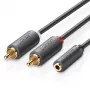 UGREEN AV102 Kabel audio 2x RCA (Cinch) do 3.5 mm Jack 0.25 m Czarny