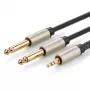 UGREEN TRS 3.5mm do 2x TS 6.35mm Przewód Rozdzielający Audio - 1m Szary