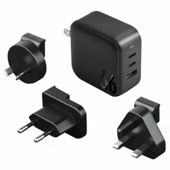 ENERGEA Travelite GAN66 66W GaN USB-C Charger 2C1A Black US+EU