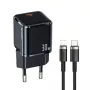 USAMS T45 30W PD3.0 USB-C Fast Charger z kablem U63 USB-C do Lightning, Czarny, UXTZH01