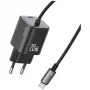 USAMS 20W GaN Fast Charger with USB-C Cable, Black