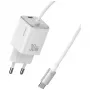 USAMS 30W GaN Fast Charger z kablem USB-C (czarny)
