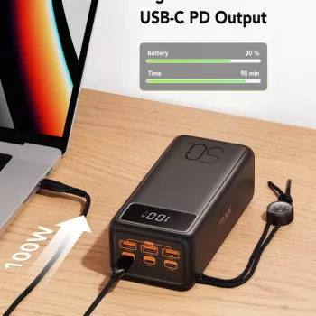 VEGER Powerbank Tank Boost PD QC3.0 5A 130W 56000 mAh Czarny W5001C