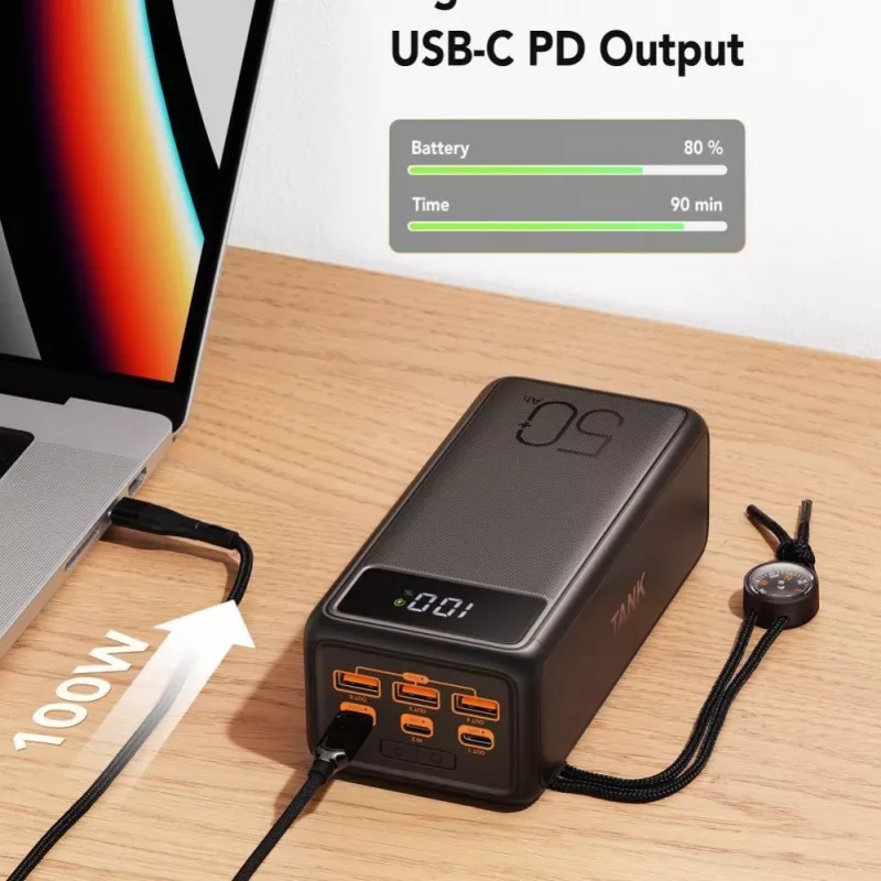 VEGER Powerbank Tank Boost PD QC3.0 5A 130W 56000 mAh Czarny W5001C
