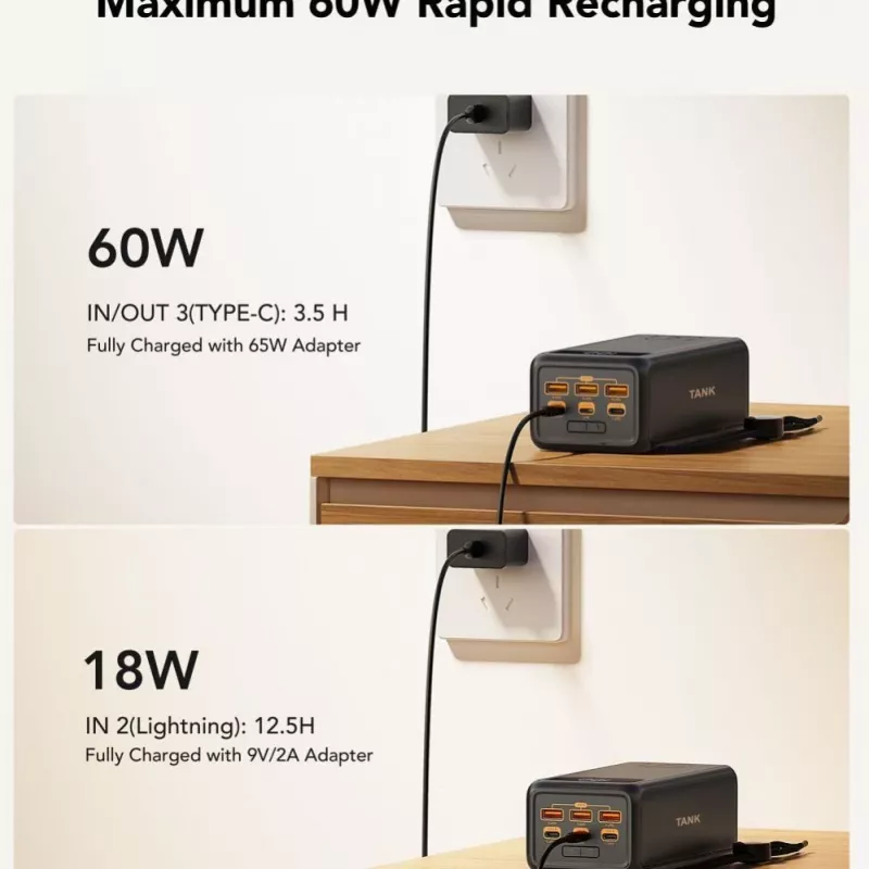 VEGER Powerbank Tank Boost PD QC3.0 5A 130W 56000 mAh Czarny W5001C