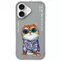 Etui Nimmy do iPhone 16 6,1 inch Szary Glasses Cool Cat